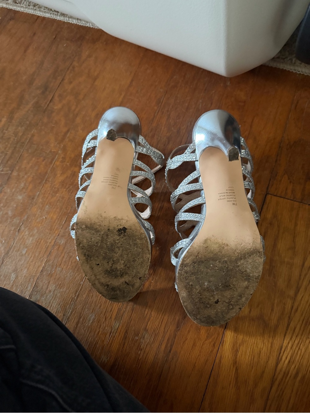 Silver Rhinestone Strappy Heels - Picture 3 of 4